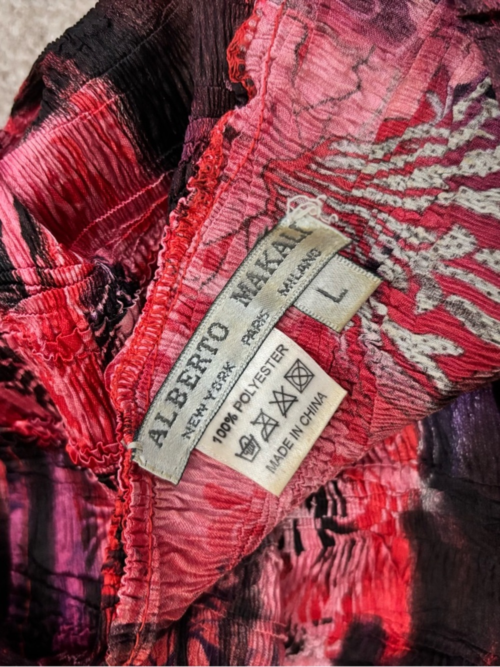 Y2K Red Black Crinkle Tank Top Fairy Grunge Indie Sleaze Fitted Top Size L - Picture 4 of 4